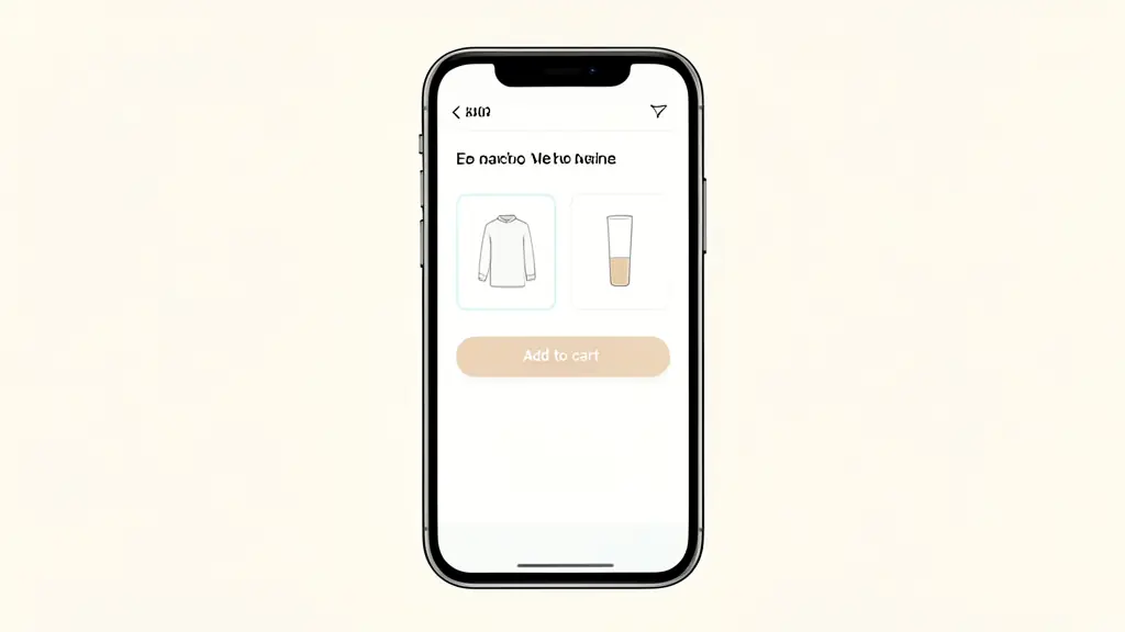 A close-up of a smartphone screen displaying a clean e-commerce product page with a prominent add to cart button, editorial style